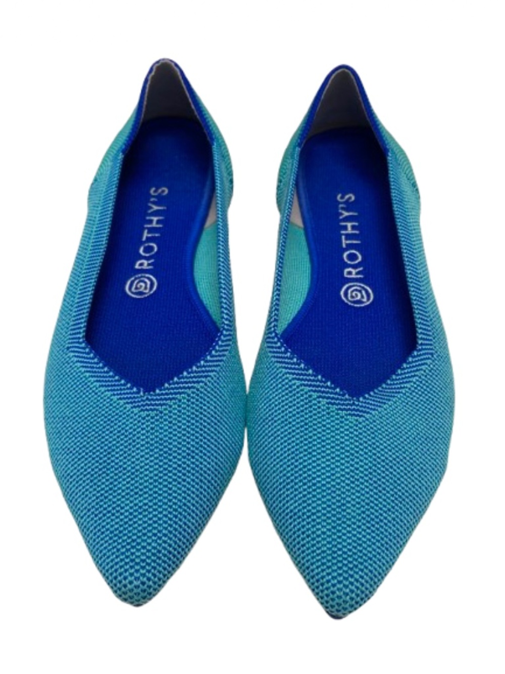 ✨NWOB✨ Rothy’s The Point Knit Flats - Calypso Teal / Aquamarine Blue Size 10